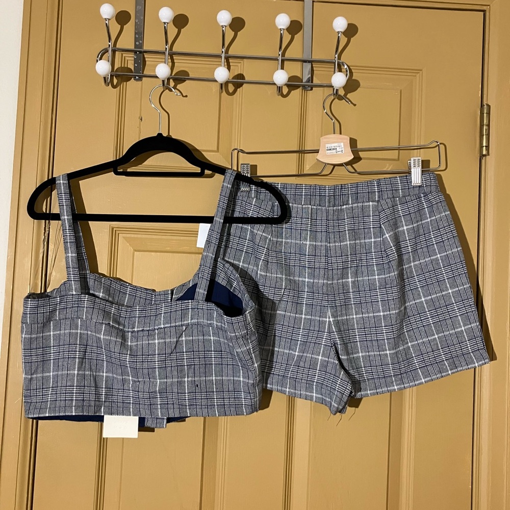 Tillys good luck gem crop top short set coord plaid medium large cute summer - Picture 8 of 8